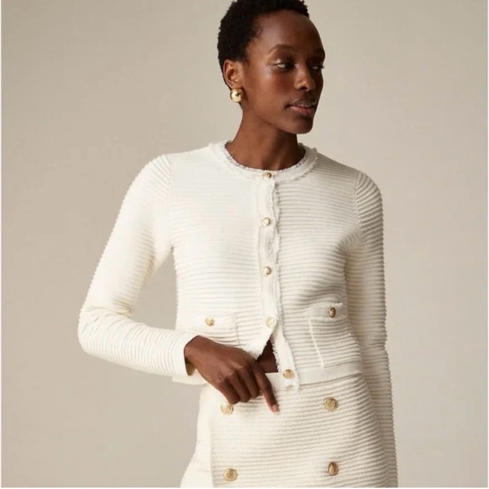 J. Crew Emilie Sweater Lady Jacket in Textured Cotton Blend S